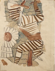 Paper and watercolor.  Chichʻen Itza archeological copy.  Jean Charlot.