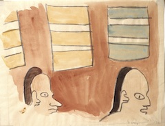 Paper and watercolor.  Chichʻen Itza archeological copy.  Jean Charlot.