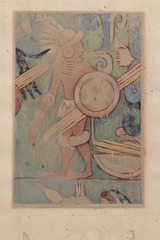 Paper and watercolor.  Chichʻen Itza archeological copy.  Jean Charlot.