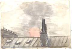 Watercolor.  Rosy glow in center.  Jean Charlot.