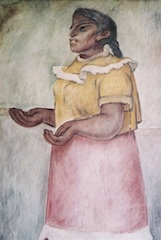 Fresco.  La Criada.  Luz standing, hands forwards.  Jean Charlot.