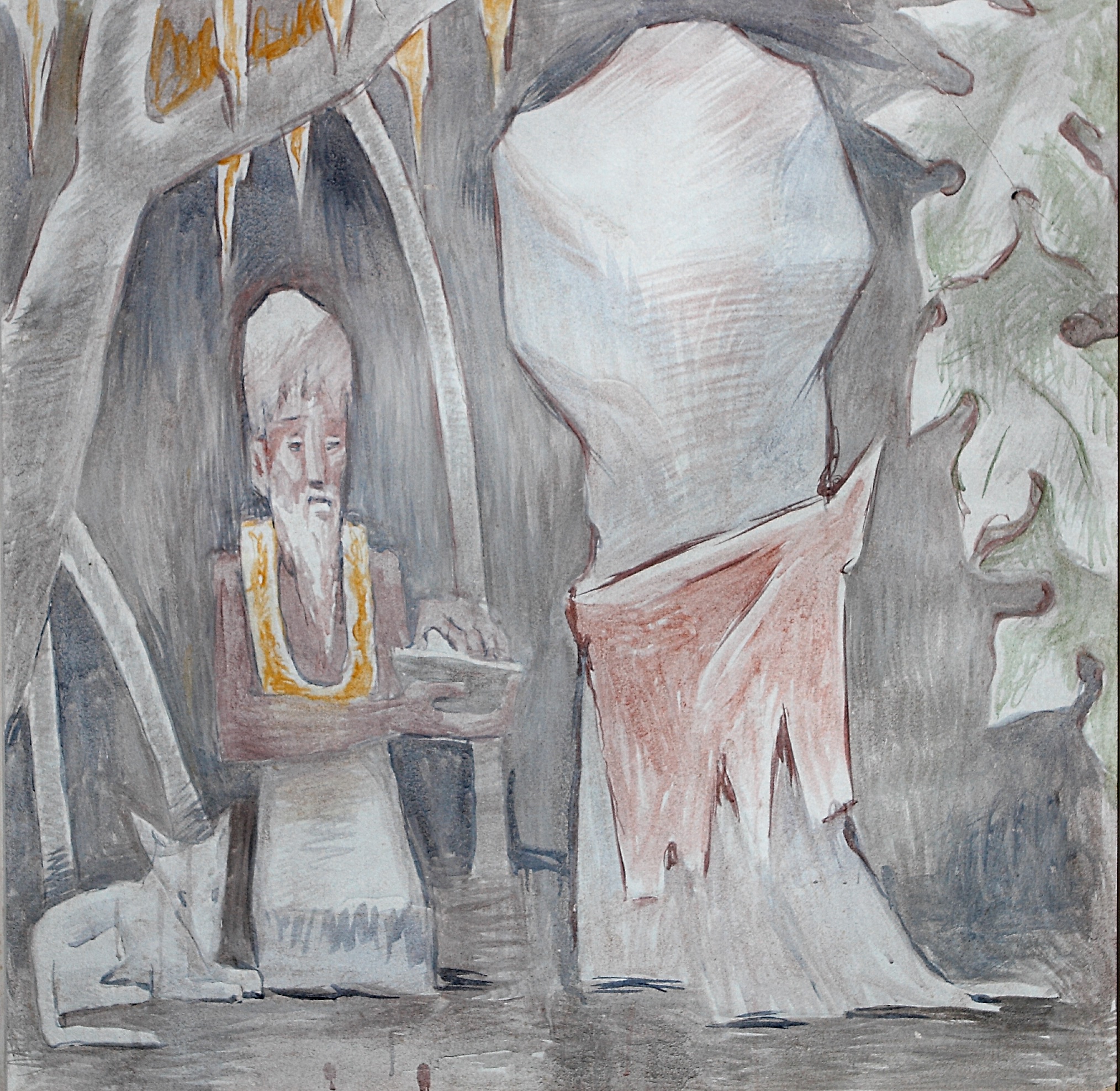 Fresco.  Kahuna with Sacred Stone.  Jean Charlot.