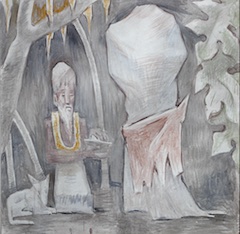 Fresco.  Kahuna with Sacred Stone.  Jean Charlot.