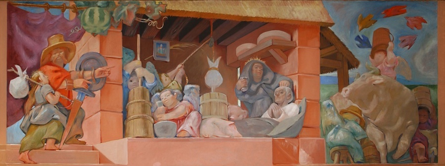 Life of St. Bridget.  Jean Charlot.  1939.  House in middle.